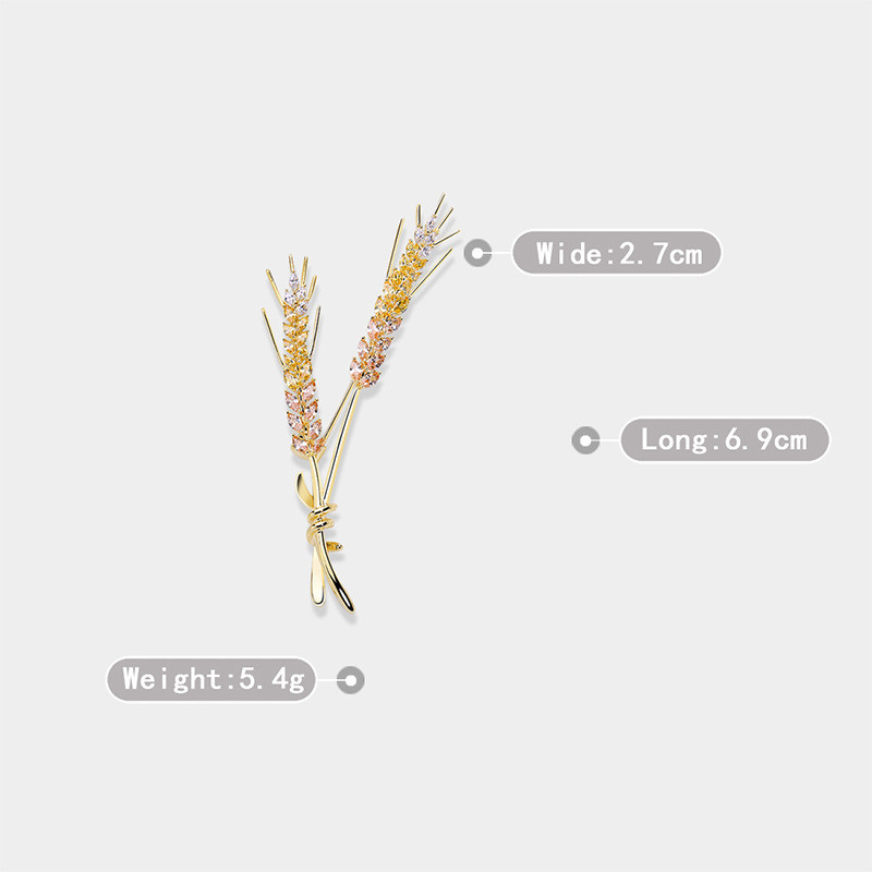 Zircon cubic de lux, ureche de grâu, ace de guler, broșe pentru costum, broșe strălucitoare pentru femei, bijuterii în stil interior.