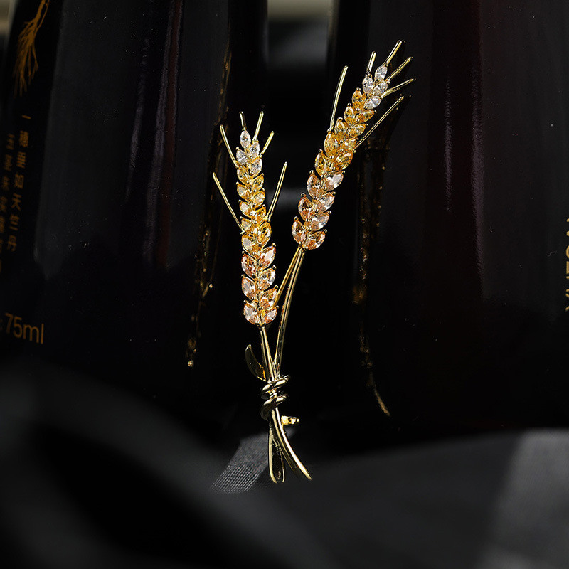 Zircon cubic de lux, ureche de grâu, ace de guler, broșe pentru costum, broșe strălucitoare pentru femei, bijuterii în stil interior.