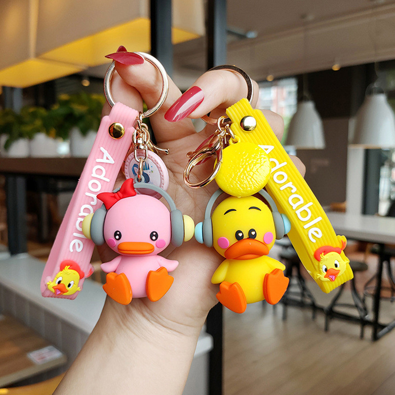 Breloc de rață cu muzică drăguță, breloc de rață din silicon cu desene animate, accesorii de modă pentru mașini, ornamente creative pentru geanți, cadouri