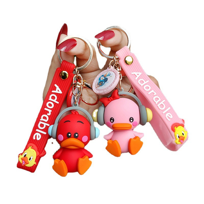 Breloc de rață cu muzică drăguță, breloc de rață din silicon cu desene animate, accesorii de modă pentru mașini, ornamente creative pentru geanți, cadouri