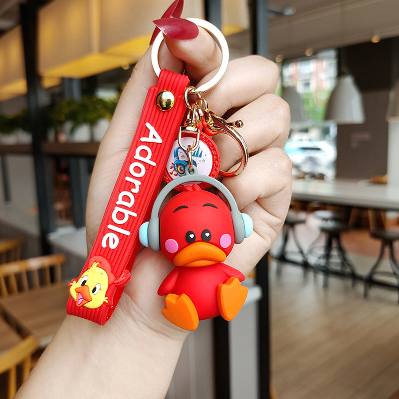 Breloc de rață cu muzică drăguță, breloc de rață din silicon cu desene animate, accesorii de modă pentru mașini, ornamente creative pentru geanți, cadouri