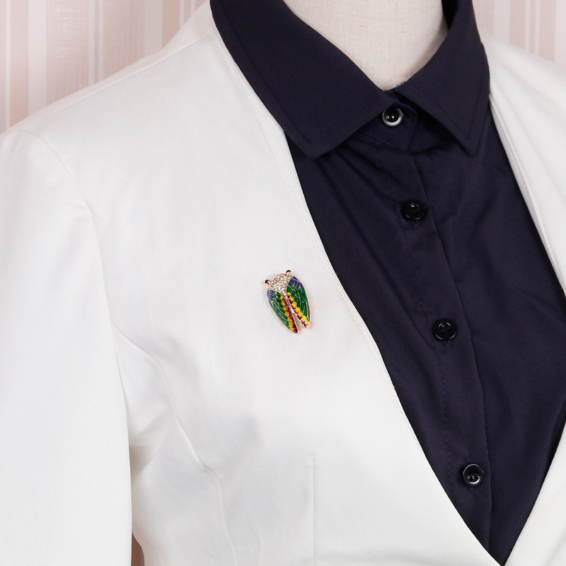 Ajojewel Broșă Cicada colorată emailată pentru femei, fete, modă, cu insecte, ace pentru costum de femei, accesorii de Halloween de înaltă calitate