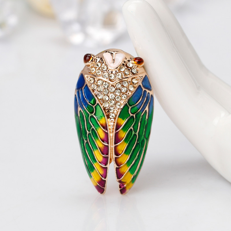 Ajojewel Broșă Cicada colorată emailată pentru femei, fete, modă, cu insecte, ace pentru costum de femei, accesorii de Halloween de înaltă calitate