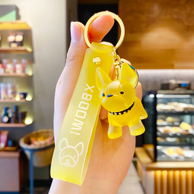 Breloc cu buldog francez la modă pentru femei, pandantiv pentru geantă, breloc pentru câini, colorat, transparent, pentru bărbați, breloc pentru mașină, cadou de Crăciun 2020