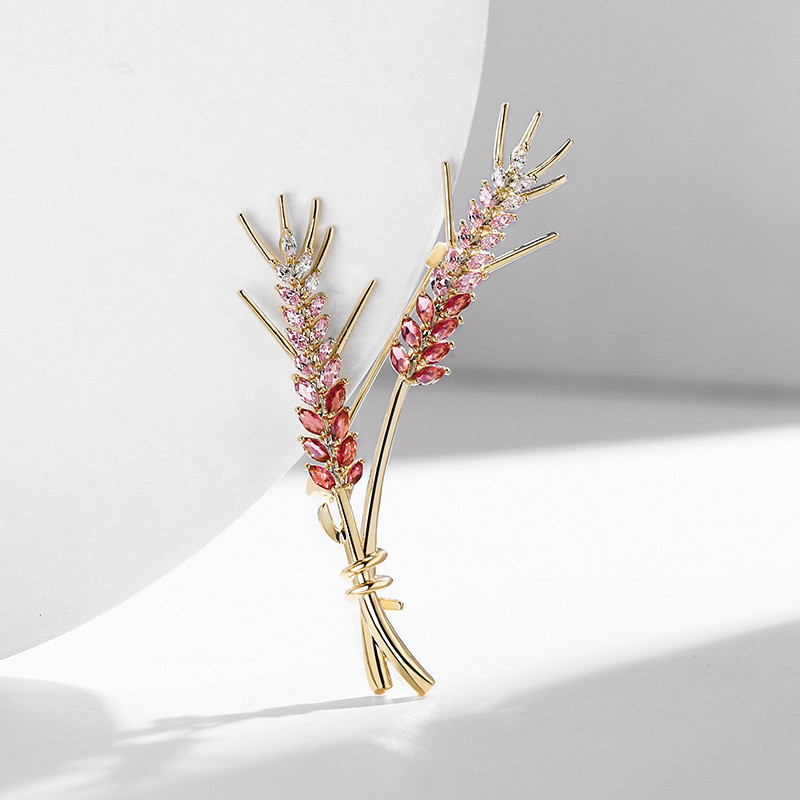 Broșe de lux SKEDS cu urechi de grâu cu stras pentru femei, la modă, elegantă, de cristal, broșă pentru plante, bijuterii, accesorii pentru haine, cadou