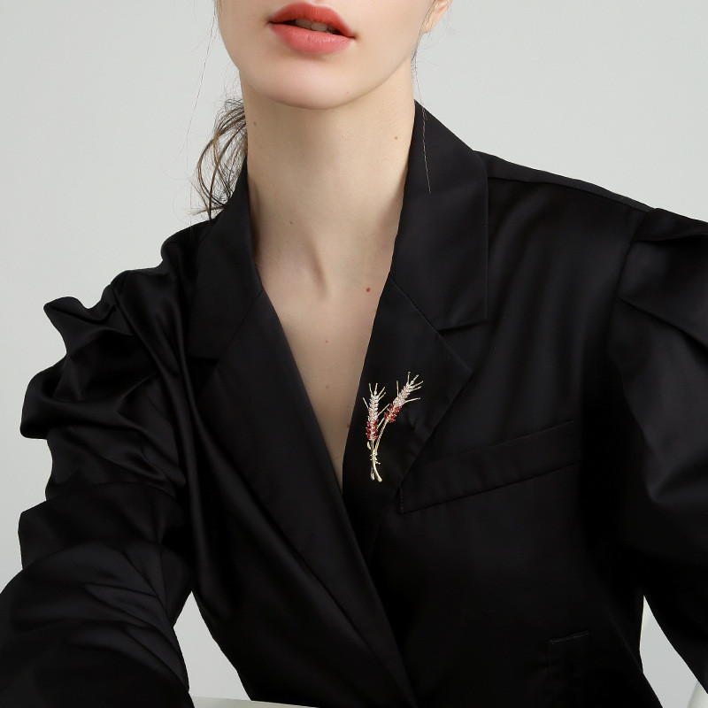 Broșe de lux SKEDS cu urechi de grâu cu stras pentru femei, la modă, elegantă, de cristal, broșă pentru plante, bijuterii, accesorii pentru haine, cadou