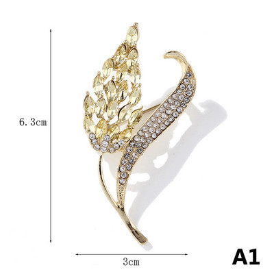 Cristal de culoare aurie ureche de grâu broșă guler ace eșarfă de mătase cataramă pentru costum strălucitor femei bărbați broșe de petrecere bijuterii
