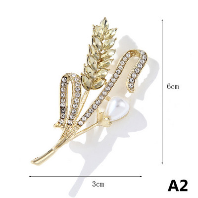 Cristal de culoare aurie ureche de grâu broșă guler ace eșarfă de mătase cataramă pentru costum strălucitor femei bărbați broșe de petrecere bijuterii