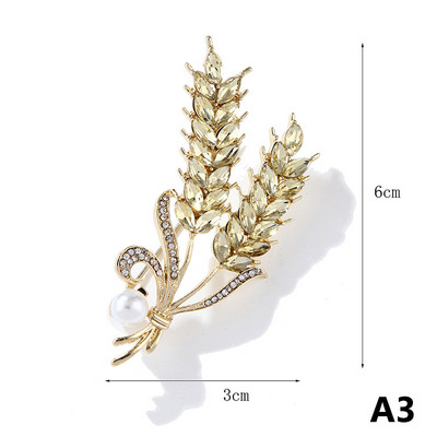 Cristal de culoare aurie ureche de grâu broșă guler ace eșarfă de mătase cataramă pentru costum strălucitor femei bărbați broșe de petrecere bijuterii