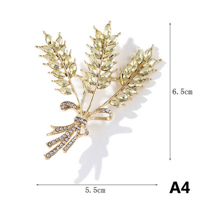 Cristal de culoare aurie ureche de grâu broșă guler ace eșarfă de mătase cataramă pentru costum strălucitor femei bărbați broșe de petrecere bijuterii