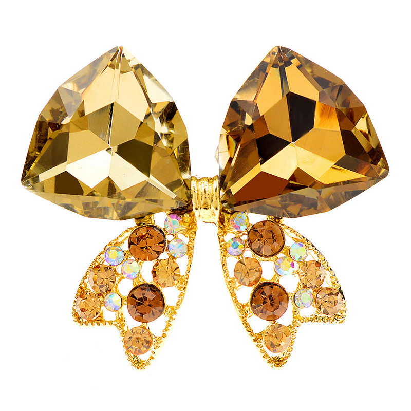 CINDY XIANG Broșe cu fundă de cristal pentru femei, 3 culori disponibile, bijuterii de modă de înaltă calitate