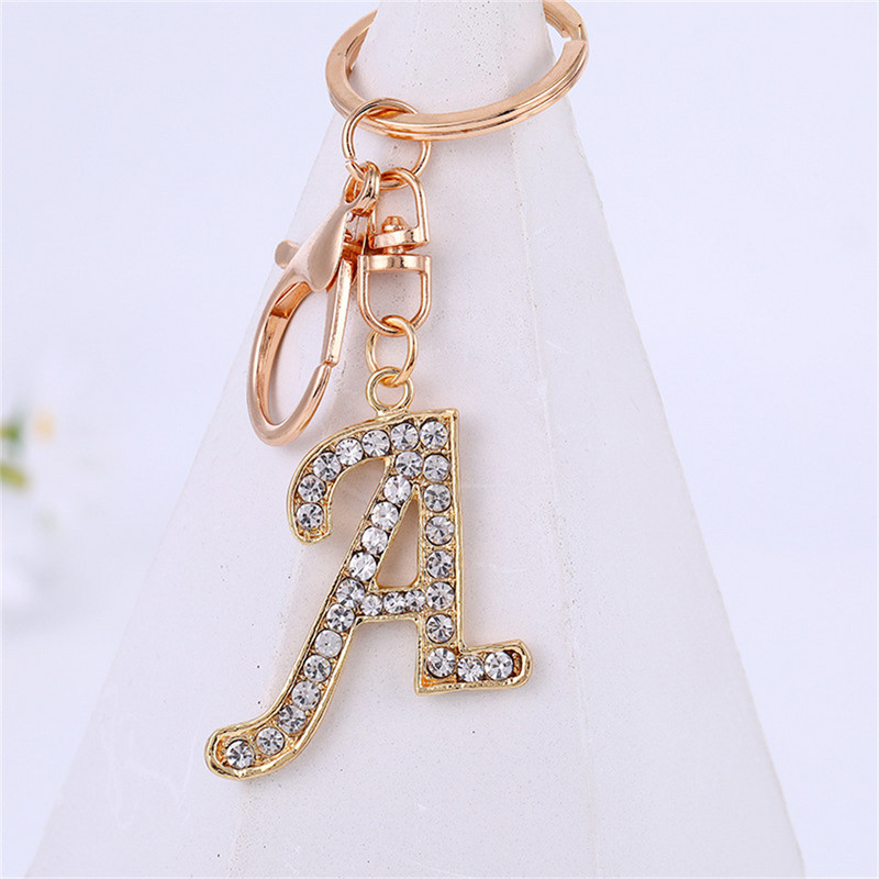 Bling Bling 26 litere breloc mașină pentru femei sclipici stras breloc curea inel breloc accesorii geantă decorațiuni chei