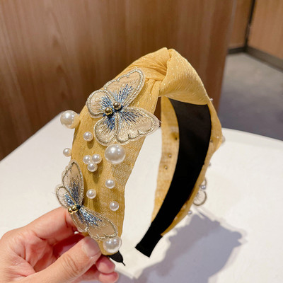 Francuski obruč za kosu s jednostavnom mašnom Korejski obruč za kosu na pritisak Dodaci za kosu Veleprodajna mreža crvena široka traka za glavu od biserne čipke