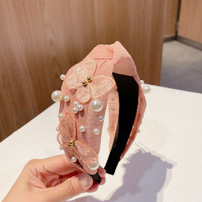 Francuski obruč za kosu s jednostavnom mašnom Korejski obruč za kosu na pritisak Dodaci za kosu Veleprodajna mreža crvena široka traka za glavu od biserne čipke