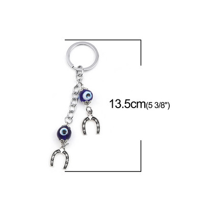 Vjerski Evil Eye privjesak za ključeve Ključ od automobila i privjesak za ključeve Srebrna boja Tamnoplava sova Životinja Ženska torba Dodaci