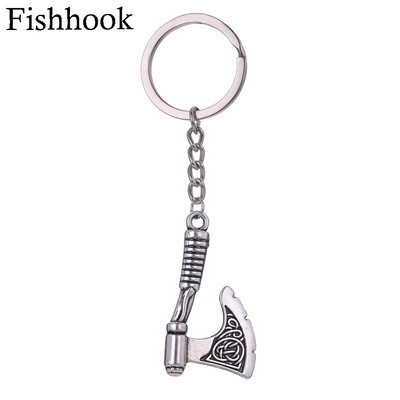 Fishhook viking kulcstartó punk gótikus fejsze Vicca talizmán szláv ír csomó pogány amulett medál kulcstartó férfinak Ajándék ékszer