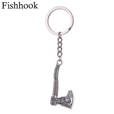 Fishhook viking kulcstartó punk gótikus fejsze Vicca talizmán szláv ír csomó pogány amulett medál kulcstartó férfinak Ajándék ékszer