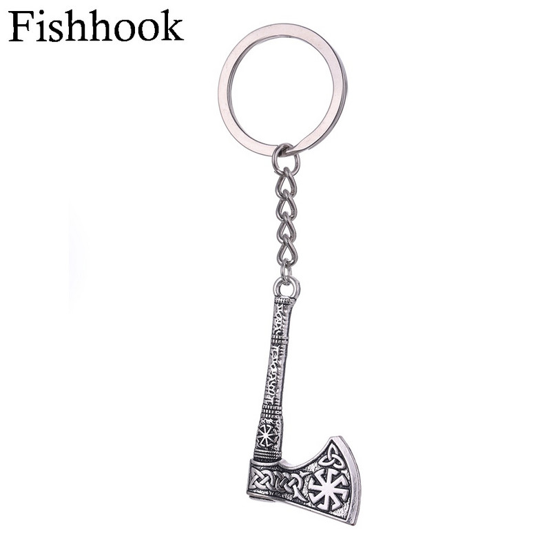 Fishhook viking kulcstartó punk gótikus fejsze Vicca talizmán szláv ír csomó pogány amulett medál kulcstartó férfinak Ajándék ékszer
