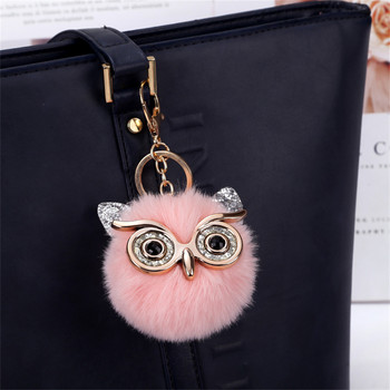 Kawaii Owl Cat Faux Fur Pom Pom Keychain Γυναικεία τσάντα Πορτοφόλι Γούρι Χαριτωμένο ζωικό βελούδινο μενταγιόν με αξεσουάρ μπρελόκ για σακίδιο πλάτης