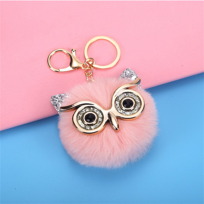 Kawaii bufniță pisică blană artificială pom pom breloc femei poșta portofel farmec drăguț animal pandantiv de pluș cu breloc accesorii rucsac
