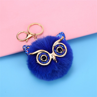 Kawaii bufniță pisică blană artificială pom pom breloc femei poșta portofel farmec drăguț animal pandantiv de pluș cu breloc accesorii rucsac