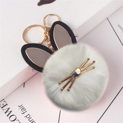 Kawaii bufniță pisică blană artificială pom pom breloc femei poșta portofel farmec drăguț animal pandantiv de pluș cu breloc accesorii rucsac