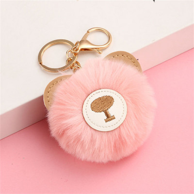 Kawaii bufniță pisică blană artificială pom pom breloc femei poșta portofel farmec drăguț animal pandantiv de pluș cu breloc accesorii rucsac