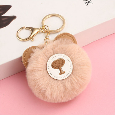 Kawaii bufniță pisică blană artificială pom pom breloc femei poșta portofel farmec drăguț animal pandantiv de pluș cu breloc accesorii rucsac
