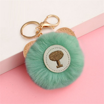 Kawaii bufniță pisică blană artificială pom pom breloc femei poșta portofel farmec drăguț animal pandantiv de pluș cu breloc accesorii rucsac