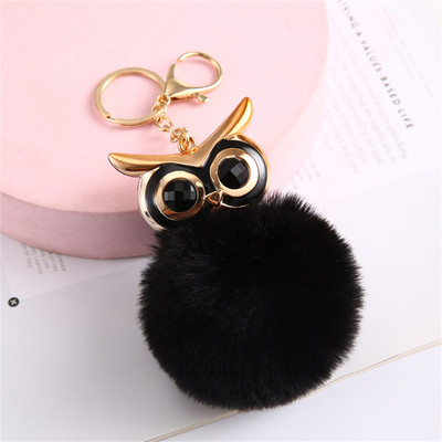Kawaii bufniță pisică blană artificială pom pom breloc femei poșta portofel farmec drăguț animal pandantiv de pluș cu breloc accesorii rucsac
