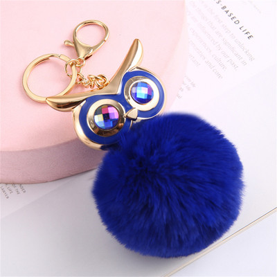 Kawaii bufniță pisică blană artificială pom pom breloc femei poșta portofel farmec drăguț animal pandantiv de pluș cu breloc accesorii rucsac