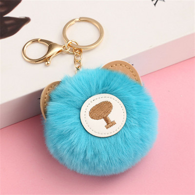 Kawaii bufniță pisică blană artificială pom pom breloc femei poșta portofel farmec drăguț animal pandantiv de pluș cu breloc accesorii rucsac