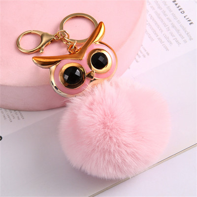 Kawaii bufniță pisică blană artificială pom pom breloc femei poșta portofel farmec drăguț animal pandantiv de pluș cu breloc accesorii rucsac