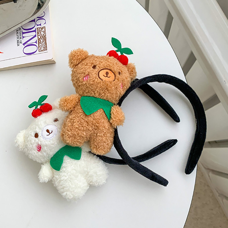Trake za kosu sa slatkim medvjedom od koraljnog runa Djevojke koje peru lice Lijepe trake za glavu sa životinjama Cosplay ukrasi Trake za kosu Modni dodaci za kosu