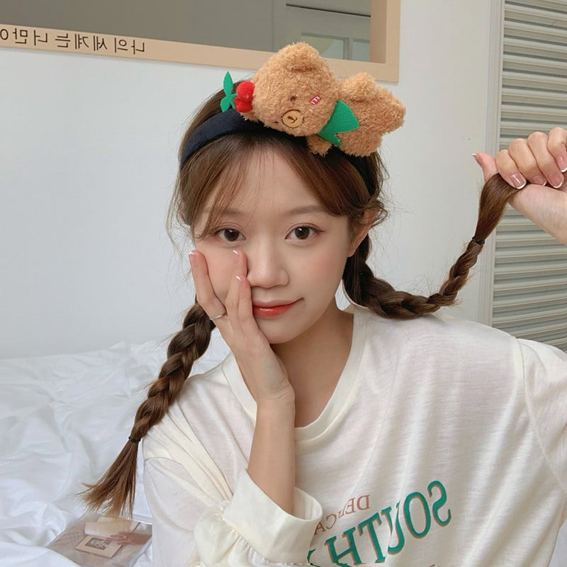 Trake za kosu sa slatkim medvjedom od koraljnog runa Djevojke koje peru lice Lijepe trake za glavu sa životinjama Cosplay ukrasi Trake za kosu Modni dodaci za kosu