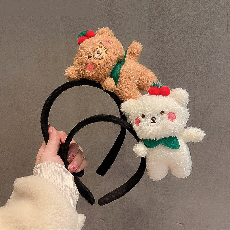 Trake za kosu sa slatkim medvjedom od koraljnog runa Djevojke koje peru lice Lijepe trake za glavu sa životinjama Cosplay ukrasi Trake za kosu Modni dodaci za kosu