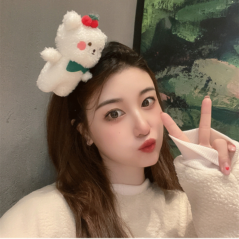 Trake za kosu sa slatkim medvjedom od koraljnog runa Djevojke koje peru lice Lijepe trake za glavu sa životinjama Cosplay ukrasi Trake za kosu Modni dodaci za kosu