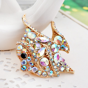 Pomlee Rhinestone Tropical Fish Брошки за жени Голяма сладка животинска брошка Парти палто Бижута Модни аксесоари