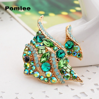 Pomlee Rhinestone tropu zivju saktas sievietēm Lielas, jaukas dzīvnieku saktas ballītes mētelis, rotaslietas, modes aksesuāri