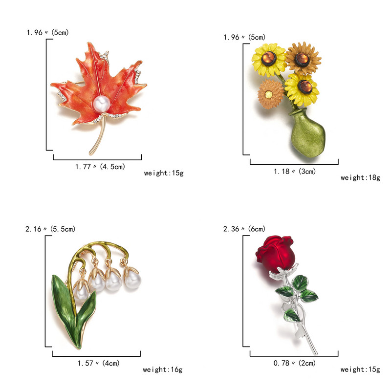 Винтидж цветни листа Перлена брошка Игли Растителни брошки за жени Модни бижута Аксесоари за парти облекло Елегантен женски подарък
