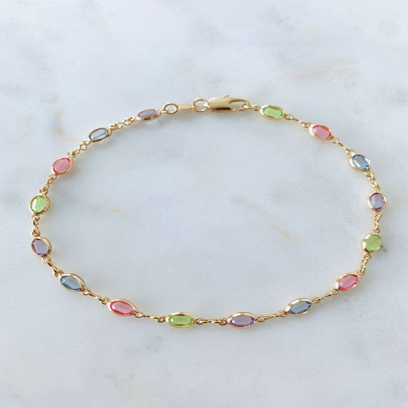 Culoarea curcubeu, cristal, gleznă, brățări pentru femei, stil etnic, lanț, gleznă, 2021, modă, farmec simplu, bijuterii pentru picioare, cadouri pentru doamne