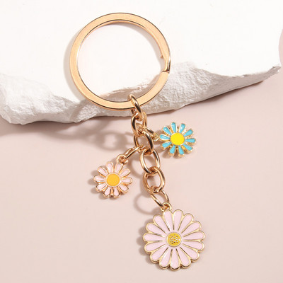 Slatki emajlirani privjesak za ključeve Suncokret Privjesak za ključeve Krizantema Privjesci za ključeve Suveniri Pokloni za žene Djevojke Dodaci za torbicu DIY nakit
