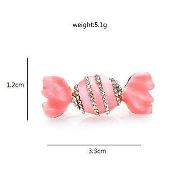 Wuli&baby Нови емайлирани брошки за сладки бонбони за жени Lady 2-color Rhinestone Sweetmeat Office Party Brooch Pin Gifts