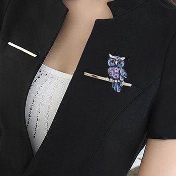 Древна дамска мъжка сова от корейска сплав, модерна имитация на кристали, синя брошка, значка, коледни подаръци, аксесоари, игла за ревер
