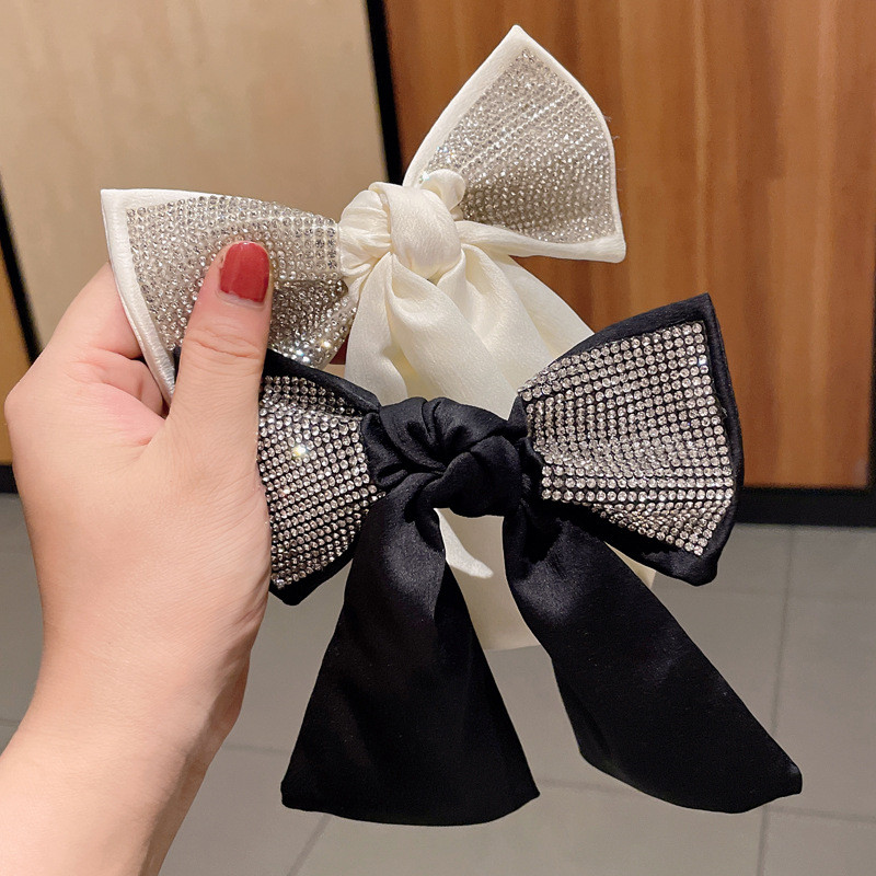 Nova velika mašna Bling Rhinestone Rese Štipaljka za kosu Satenske ukosnice Ukosnice Vjenčane korejske kopče za kosu Dodaci za hvataljke za kosu