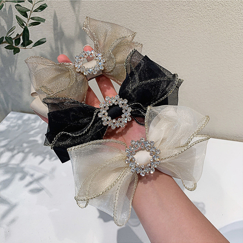 Velike mašne za kosu Koje za kosu sa vještačkim dijamantima Ukosnice od šifona Ukosnice Ukosnice za vjenčanje Korejska kopča za kosu Drške za kosu Dodaci za žene Novo