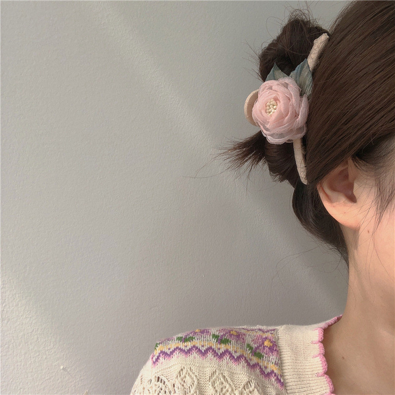 Clip pentru gheare de păr cu flori de camelie mare Suport pentru coadă de cal Agrafe pentru gheare Ace accesorii de păr coreeane pentru femei Nou