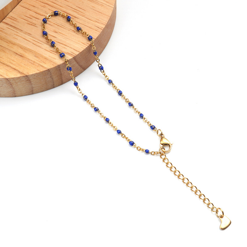 New Hot 304 din oțel inoxidabil emailat gleznă de culoare aurie culori de email mixte pentru femei fete 23 cm (9") lungime, 1 bucată