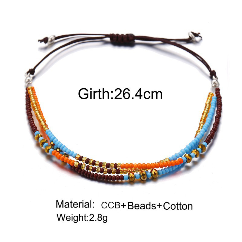 Bohemian Seed Bead Beach Charm Narukvica za gležanj, modna duga, podesiva narukvica za gležanj, nakit za stopala, oceanski dar za žene