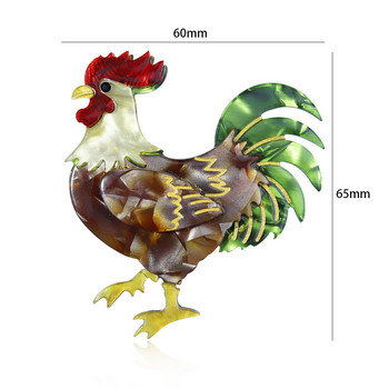 Индивидуално ръчно изработени ярки Arcylic голяма опашка петел брошки за жени Дизайнерски унисекс пиле парти брошка офис брошка игли подаръци